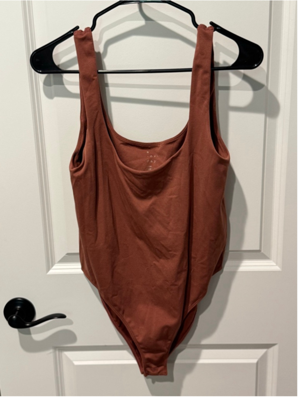 Women's A New Day Rust tank Bodysuit, Size L snap closure